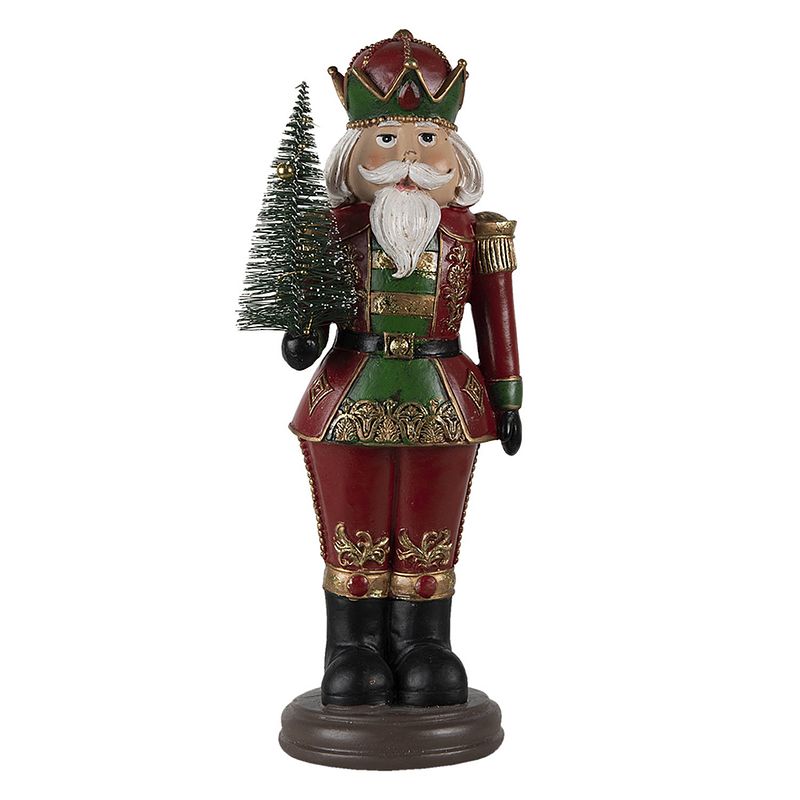 Foto van Haes deco - kerst notenkraker kleur rood, 13x10x32 cm, kerstfiguur - kerstdecoratie