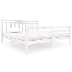 Foto van The living store bedframe grenenhout - 205.5 x 206 x 100 cm - wit