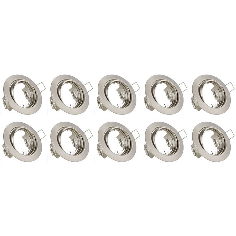 Foto van Spot armatuur 10 pack - trion - gu10 fitting - inbouw rond - mat nikkel aluminium - kantelbaar ø83mm