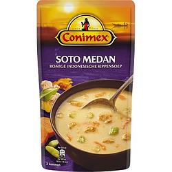 Foto van 2 zakken soep a 570 ml, pakken cupasoup a 3 stuks of single verpakkingen noodles of pasta | conimex soep soto medan 570ml aanbieding bij jumbo