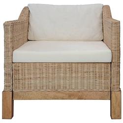 Foto van The living store rattan fauteuil - naturel - 72 x 78 x 74 cm - inclusief kussens