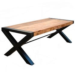 Foto van Dimehouse ashton eettafel - 180 x 90 cm - industrieel - x-poot - hout