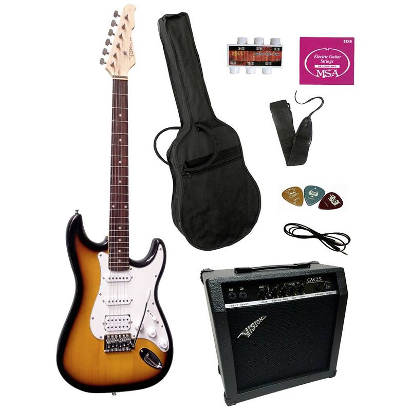 Foto van Msa musikinstrumente st-6 elektrische gitaarset sunburst incl. tas, incl. versterker