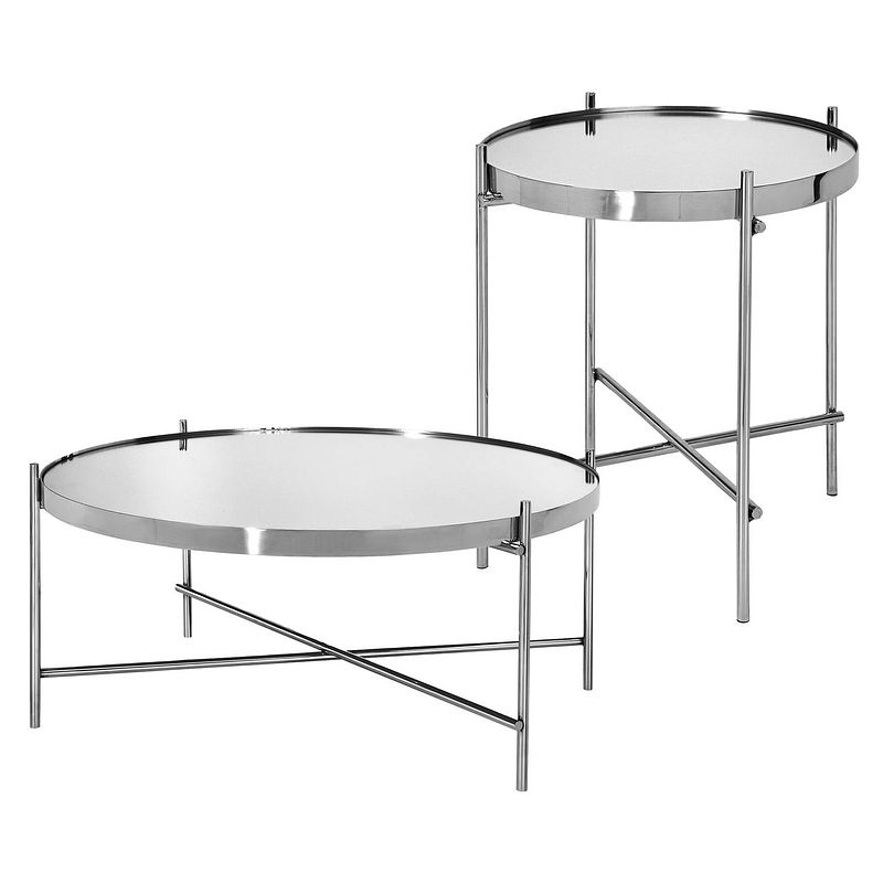 Foto van Salontafel set van 2 zilver metaal en glas womo design