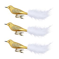 Foto van 3x stuks decoratie vogels op clip goud 20 cm - kersthangers