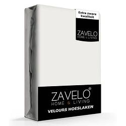 Foto van Zavelo hoeslaken velours ivoor - fluweel zacht - 30 cm hoekhoogte - rondom elastiek - velvet -2-persoons (140/150x200...