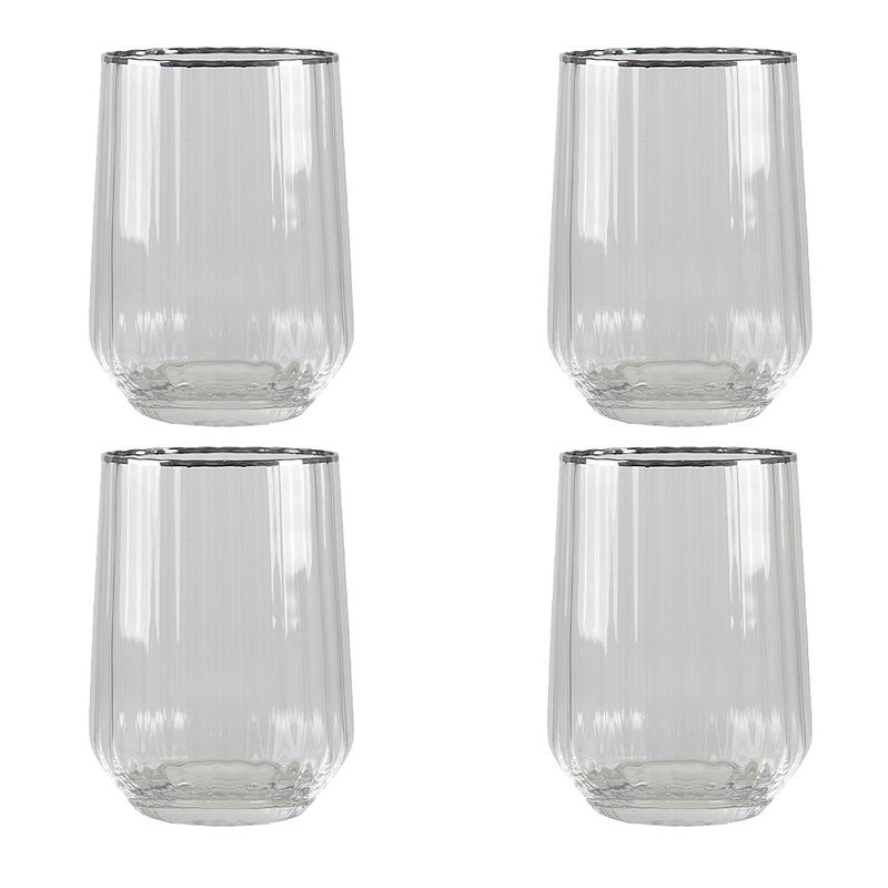 Foto van Haes deco - waterglas, drinkglas set van 4 glazen - inhoud glas 400 ml / ø 8x11 cm