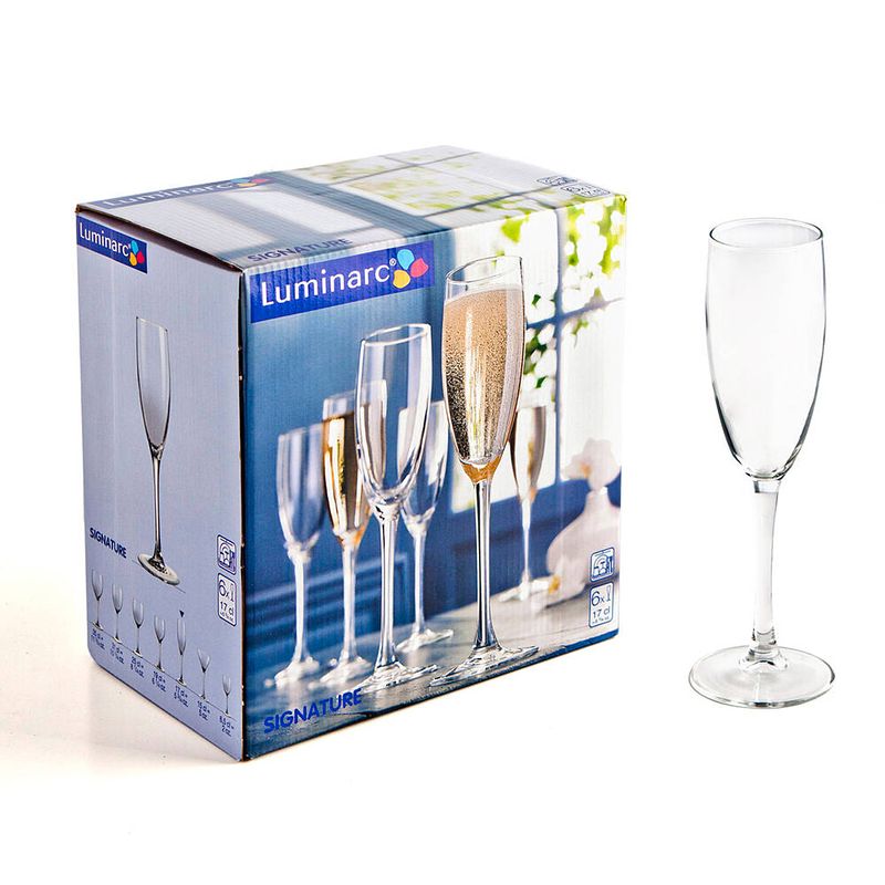 Foto van Champagneglas luminarc signature transparant glas 6 stuks (17 cl)