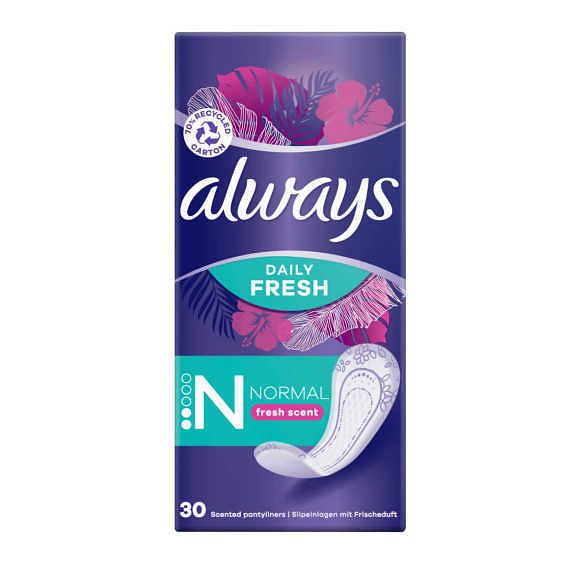 Foto van Alle soorten <br />3 verpakkingen | always daily fresh normal met een frisse geur 30 stuks aanbieding bij jumbo