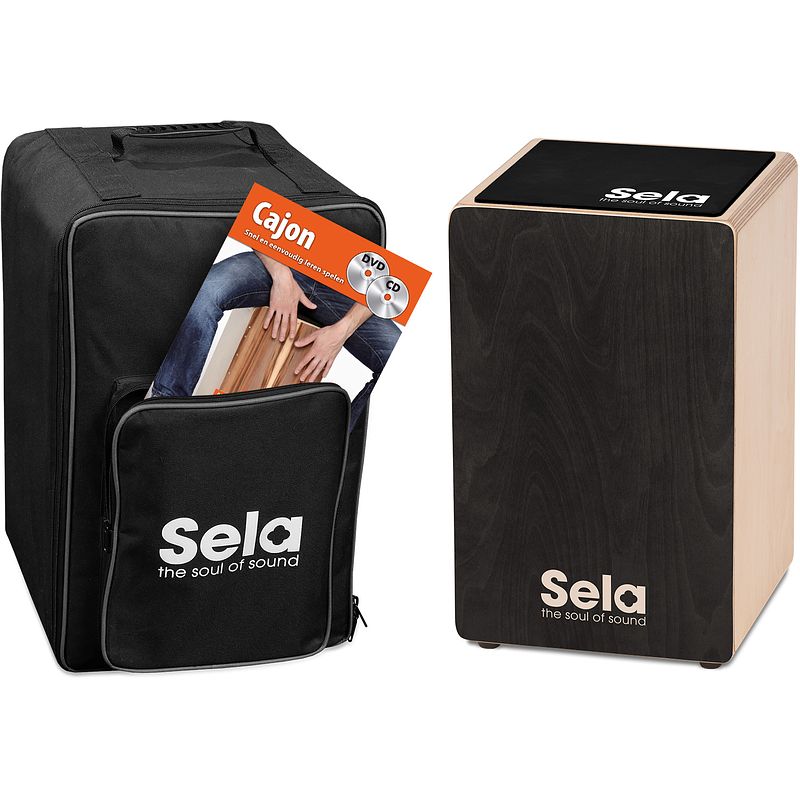 Foto van Sela se 161 nl primera black cajon bundel met rugzak, pad etc.