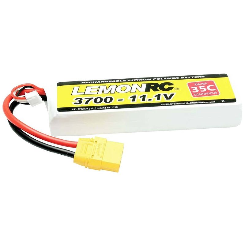 Foto van Lemonrc lipo accupack 11.1 v 3700 mah aantal cellen: 3 35 c softcase xt90