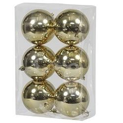 Foto van 6x kunststof kerstballen glanzend goud 10 cm kerstboom versiering/decoratie - kerstbal