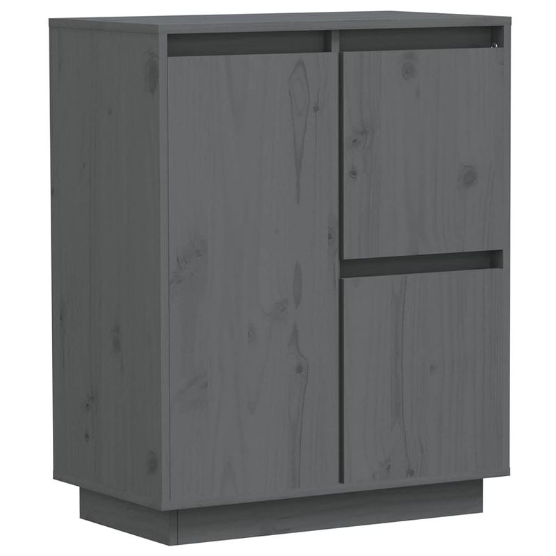 Foto van Vidaxl dressoir 60x34x75 cm massief grenenhout grijs