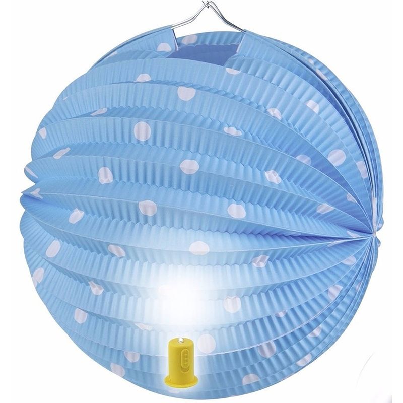 Foto van Lampion blauw met witte stippen 20 cm - feestlampionnen