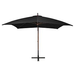 Foto van The living store zweefparasol - hout - 300 x 300 cm - zwart