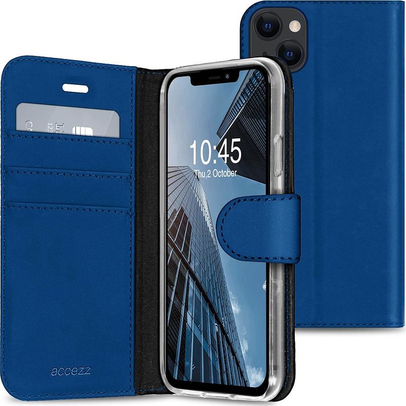 Foto van Accezz wallet case voor apple iphone 13 telefoonhoesje blauw