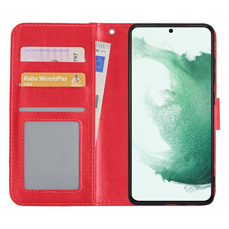 Foto van Basey samsung galaxy s22 ultra hoesje book case kunstleer cover hoes - rood