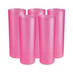 Foto van Juypal longdrink glas - 12x - roze - kunststof - 330 ml - herbruikbaar - drinkglazen