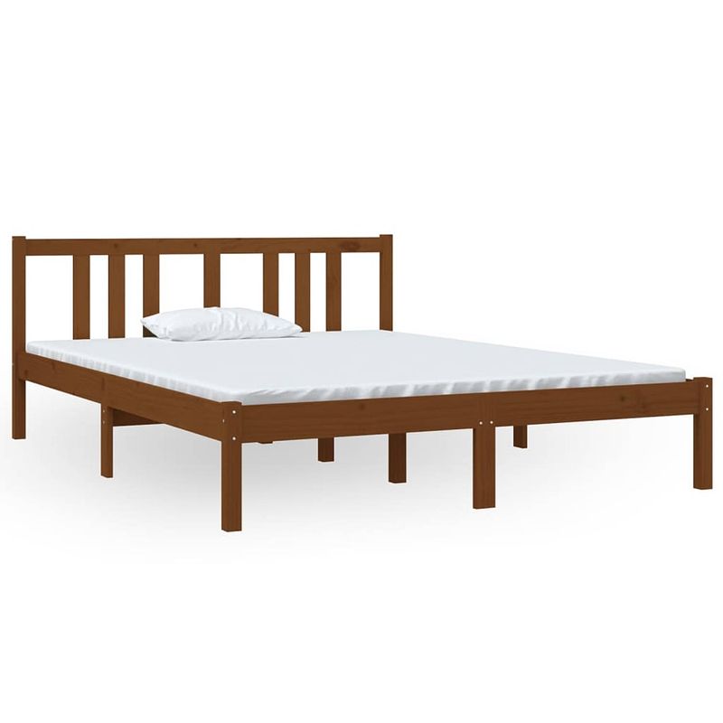 Foto van The living store houten bedframe - modern - slaapkamer - afmeting- 195.5 x 145.5 x 69.5 cm - ken- hoogwaardig massief