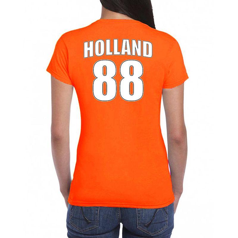 Foto van Holland shirt met rugnummer 88 - nederland fan t-shirt / outfit voor dames xs - feestshirts