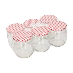 Foto van Jam potjes met rood/wit deksels425 ml 6 stuks - weckpotten