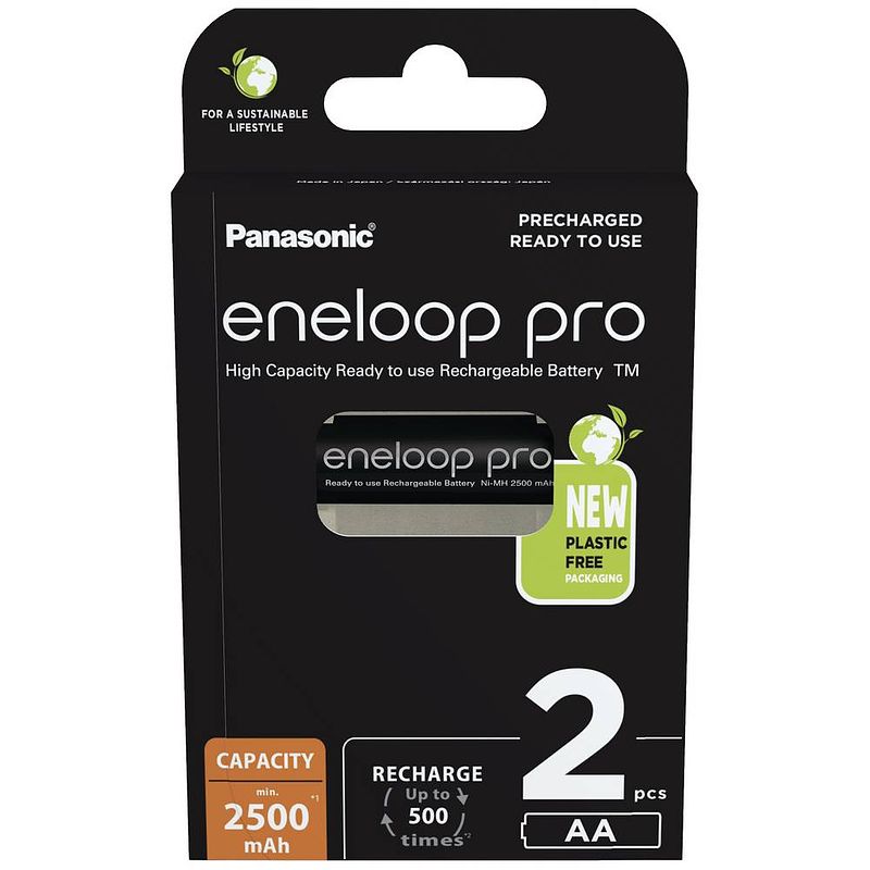 Foto van Panasonic eneloop pro hr06 oplaadbare aa batterij (penlite) nimh 2500 mah 1.2 v 2 stuk(s)