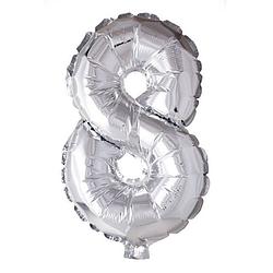 Foto van Wefiesta folieballon cijfer 's8's 40 cm zilver