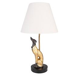 Foto van Clayre & eef tafellamp hond ø 30x56 cm goudkleurig kunststof bureaulamp goudkleurig bureaulamp