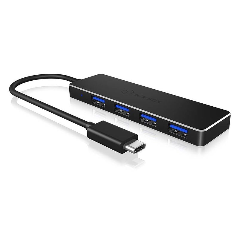 Foto van Icy box ib-hub1410-c3 usb-c® (usb 3.2 gen 2) multiport hub 4 poorten zwart