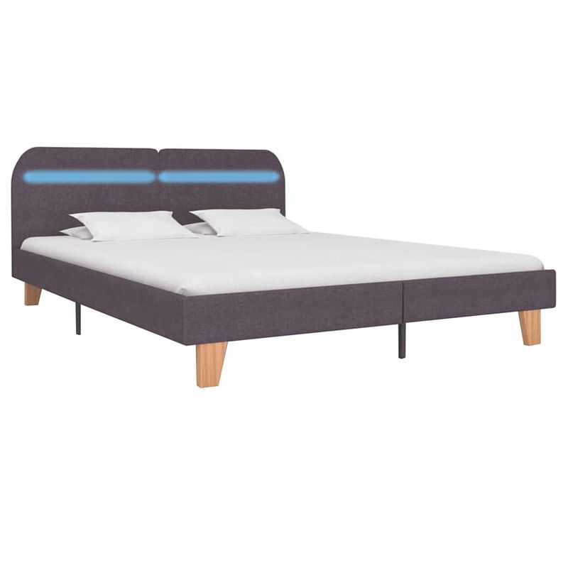 Foto van The living store classic led bedframe - taupe - 208x185x80 cm - geschikt voor matras van 180x200 cm