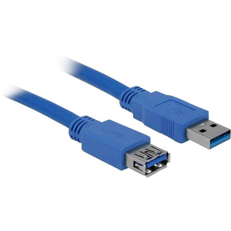 Foto van Delock usb-kabel usb 3.2 gen1 (usb 3.0 / usb 3.1 gen1) usb-a stekker, usb-a bus 1.00 m blauw vergulde steekcontacten 82538