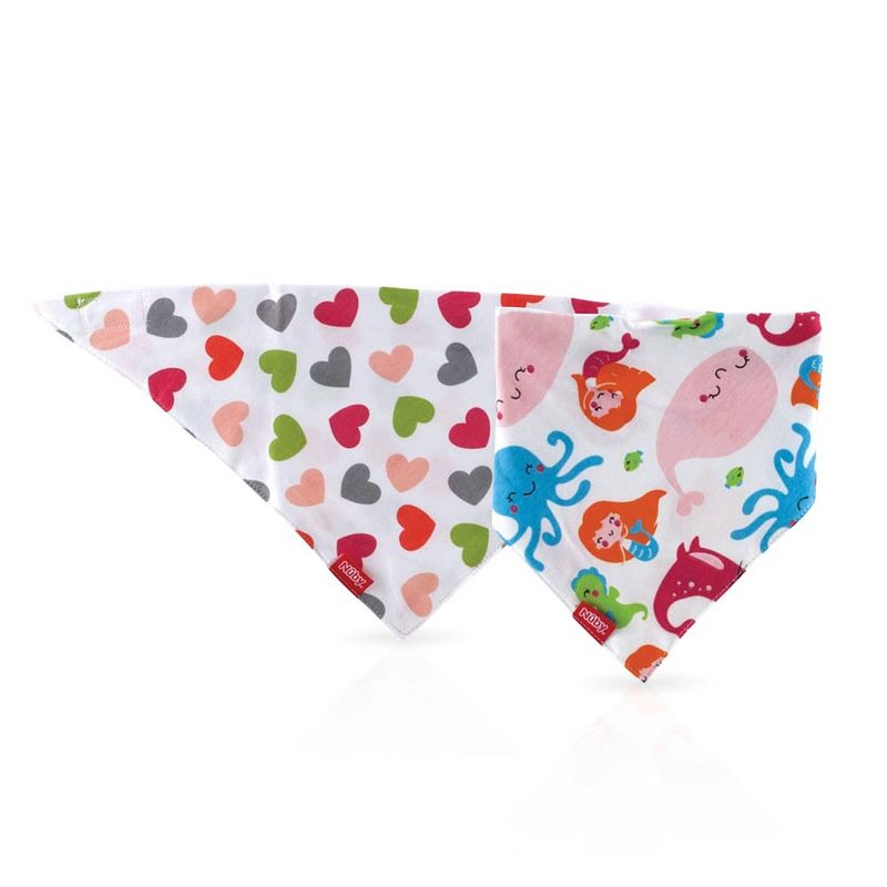 Foto van Nuby slabbetje bandana junior 27 cm katoen roze 2 stuks