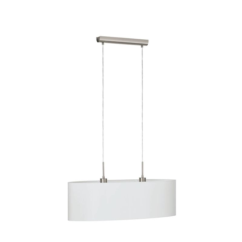 Foto van Eglo pasteri - hanglamp - 2 lichts - 75cm - nikkel-mat - wit