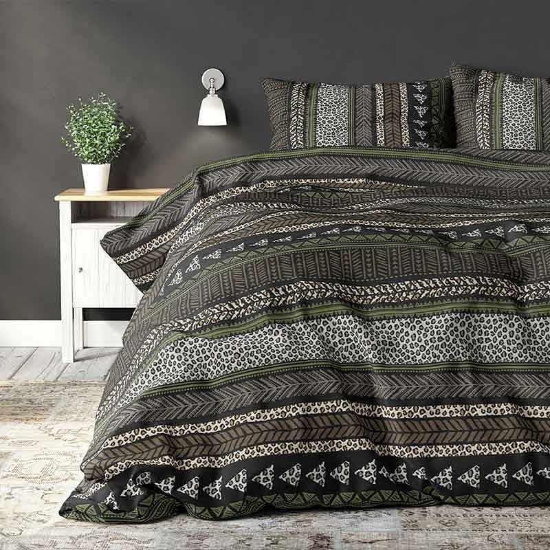 Foto van Dekbedovertrek marlon dekbedovertrek - lits-jumeaux (240x220 cm) - zwart polyester-katoen - dessin: patroon - sleeptime elegance -