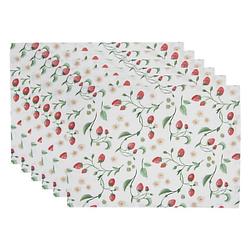 Foto van Haes deco - set van 6 placemats - 48x33 cm - 100% katoen - wild strawberries