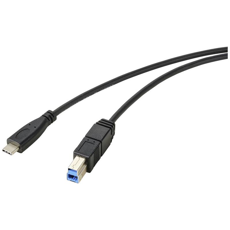 Foto van Renkforce usb-kabel usb 3.2 gen1 usb-c stekker, usb-b stekker 1.80 m zwart afscherming totaal rf-5720408