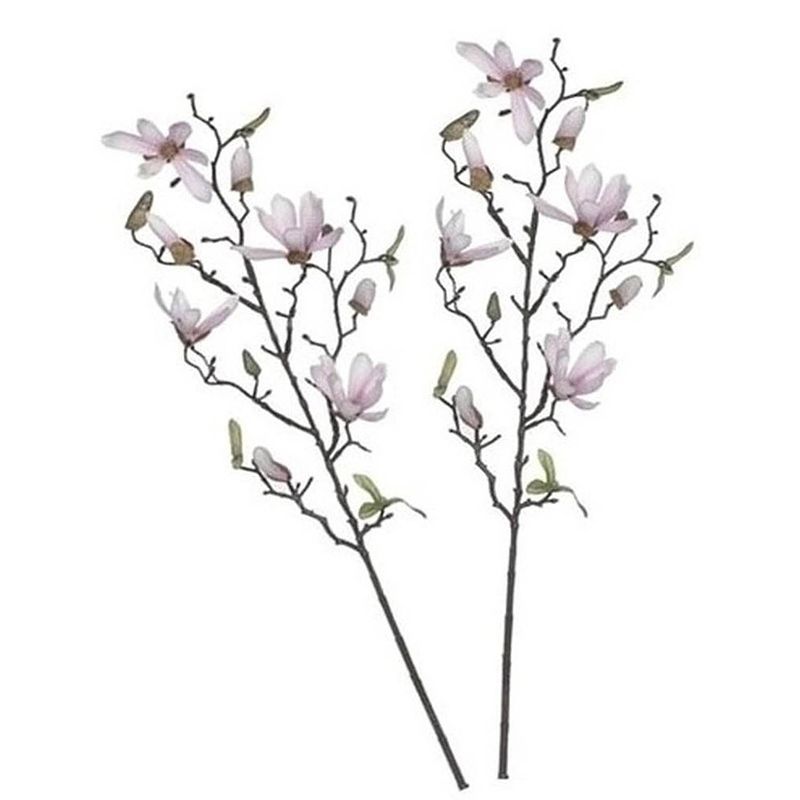 Foto van 2 stuks magnolia beverboom kunstbloemen takken 80 cm decoratie - kunstplanten