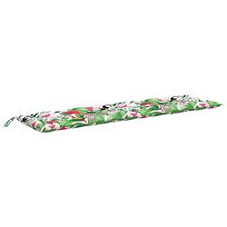 Foto van The living store tuinbankkussen - polyester - 200x50x7 cm - met vogels - bladeren en bloemen