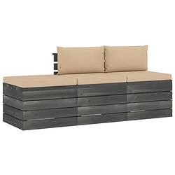 Foto van Vidaxl 3-delige loungeset met kussens pallet massief grenenhout