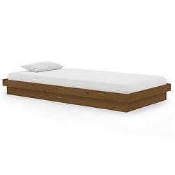 Foto van The living store bedframe - grenenhout - 204 x 103.5 x 21 cm - 100 x 200 cm - honingbruin