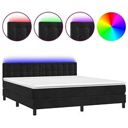 Foto van The living store boxspring met matras en led fluweel zwart 180x200 cm - bed