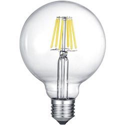 Foto van Led lamp - filament - trion globin - e27 fitting - 6w - warm wit 3000k - transparent helder - aluminium