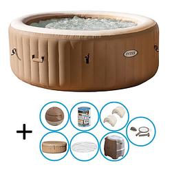 Foto van Intex - bubble massage - jacuzzi - 196 x 71 cm - beige - met hoofdsteunen en onderhoudskit