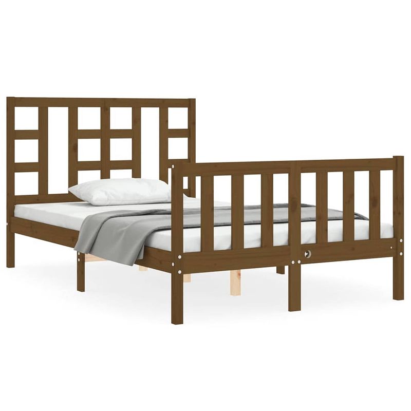 Foto van The living store bed vuren hout - 205.5 x 125.5 x 100 cm - honingbruin