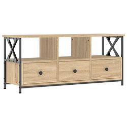 Foto van Vidaxl tv-meubel 102x33x45 cm bewerkt hout en ijzer sonoma eikenkleur