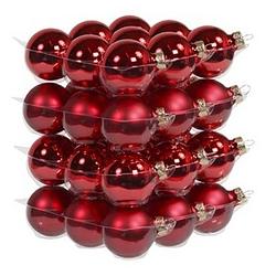 Foto van 72x stuks glazen kerstballen rood 4 cm mat/glans - kerstbal