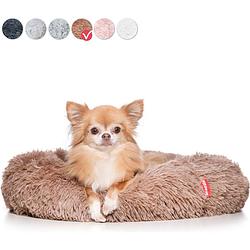 Foto van Snoozle donut hondenmand s - 50 cm - fluffy hondenmand klein - ronde hondenmand bruin - superzacht hondenbed