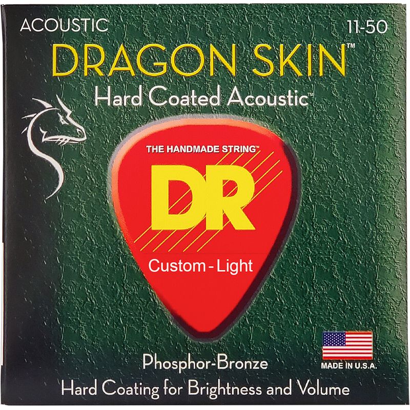 Foto van Dr strings dsa-11 dragon skin custom light 11-50 westerngitaarsnaren