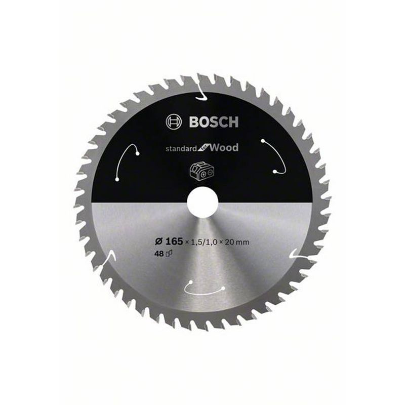 Foto van Bosch accessories bosch 2608837687 cirkelzaagblad 165 x 20 mm aantal tanden: 48 1 stuk(s)