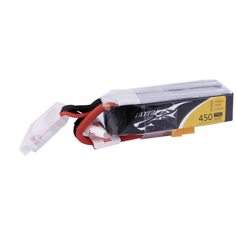 Foto van Tattu lipo accupack 14.8 v 450 mah aantal cellen: 4 75 c softcase xt30